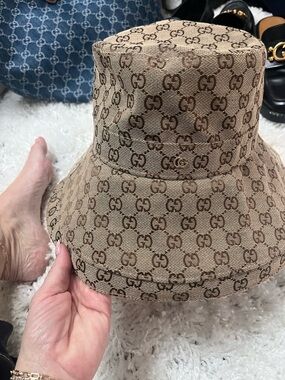 Gucci Beige and Brown GG Monogram Bucket Hat